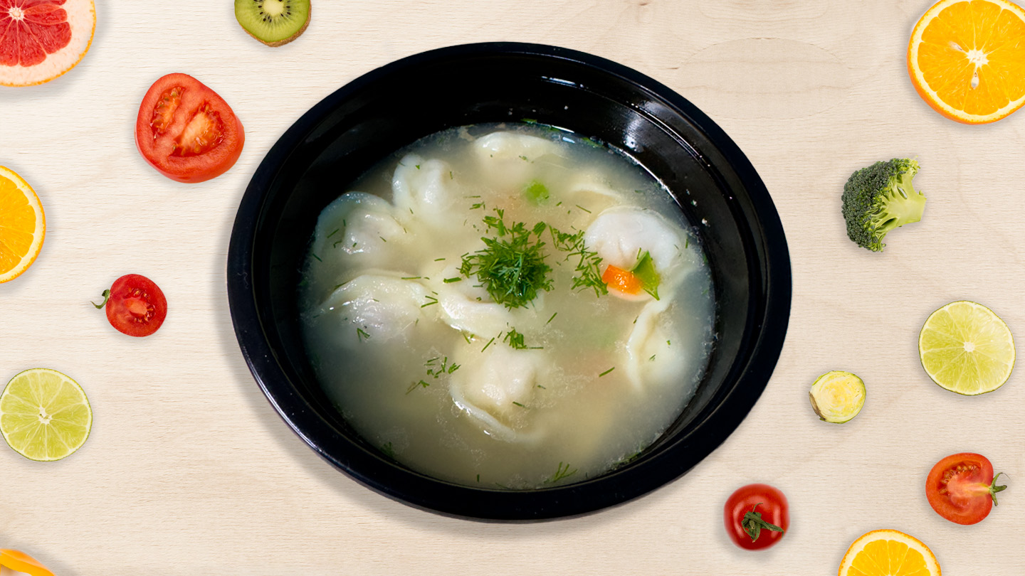 Пельмени с бульоном
